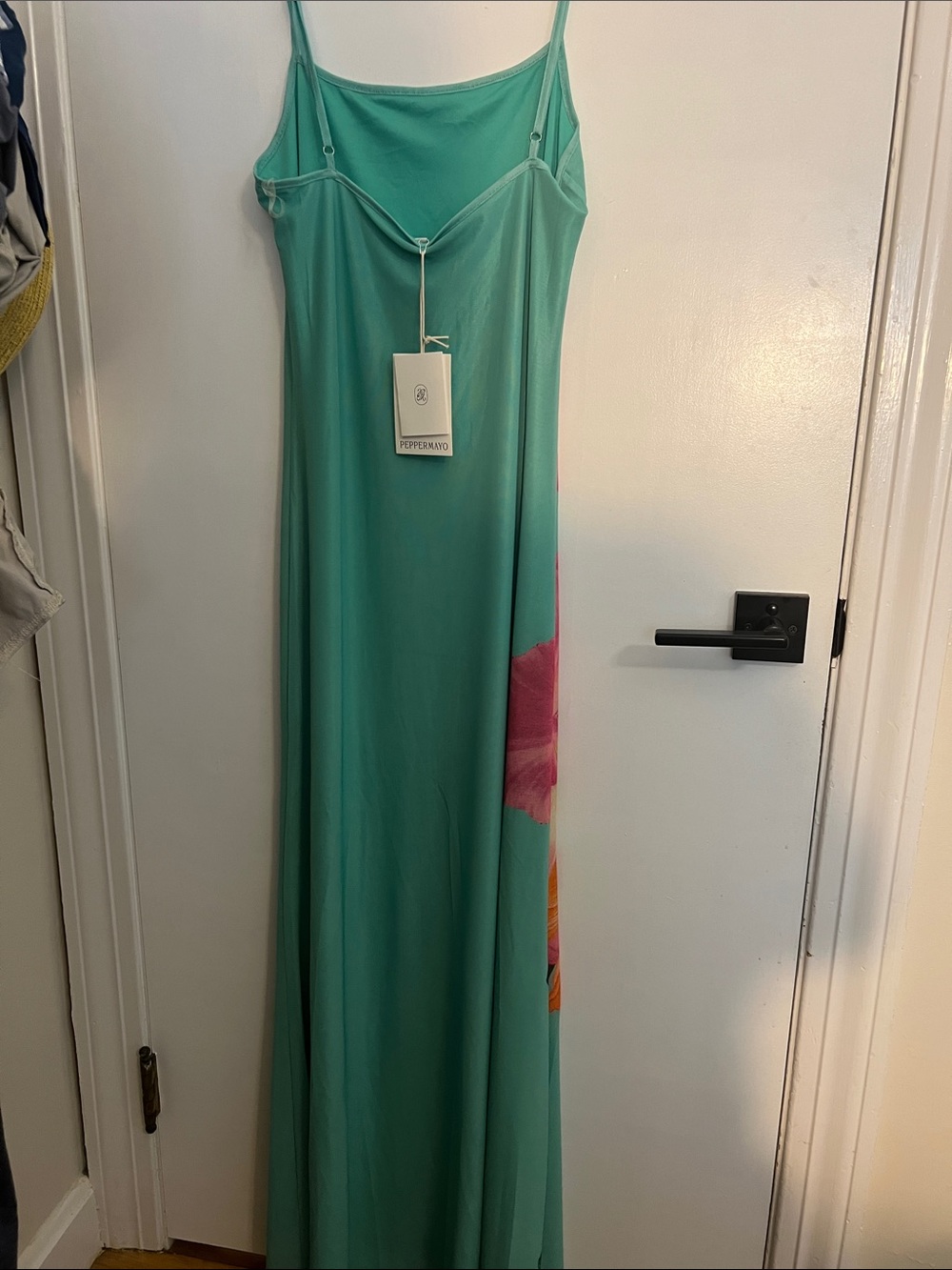 Peppermayo Teal Maxi Dress with Pink & Orange Floral Accents - Picture 3 of 3